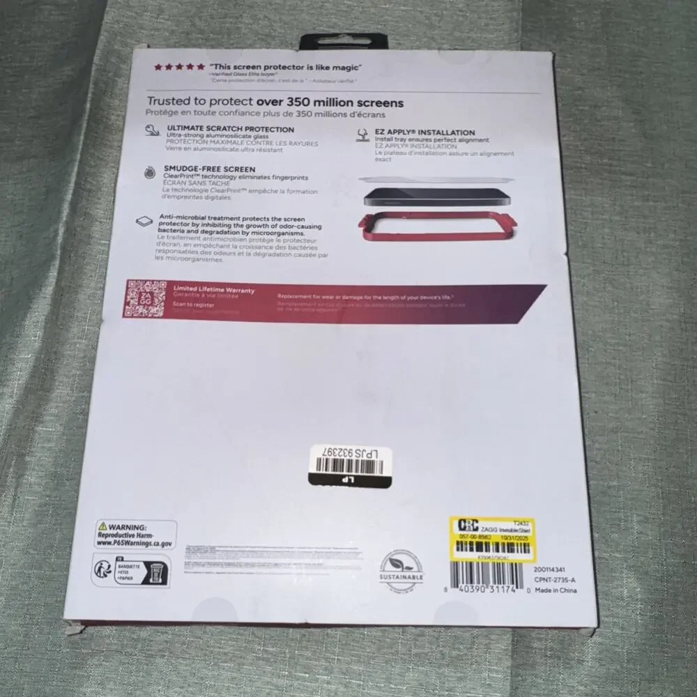 NEW SEALED ZAGG InvisibleShield Glass Elite Screen Protect iPad 2024 (Small) 11